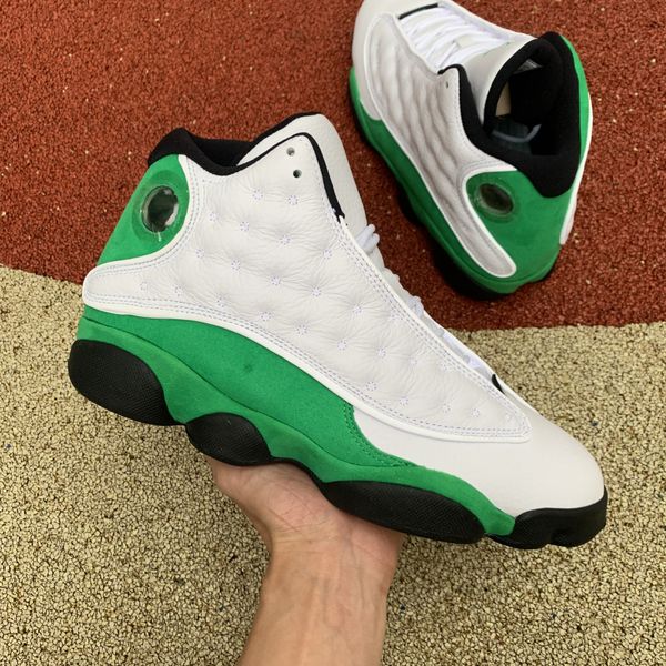 

with box 13 13s mens basketball shoes lucky green white black high cut men women trainers sports sneakers db6537-113 og quality 40-47 us 7-1