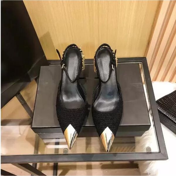 

designers heels women dress shoes sandals wedding shoe lady sandal fahion heel pointed high-grade party comfortable classic versatile style, Black
