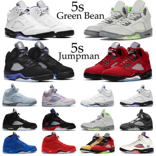 

5s concord men basketball shoes jumpman 5 green bean easter blue bird raging red racer blue oreo anthracite mens trainers sport, Black