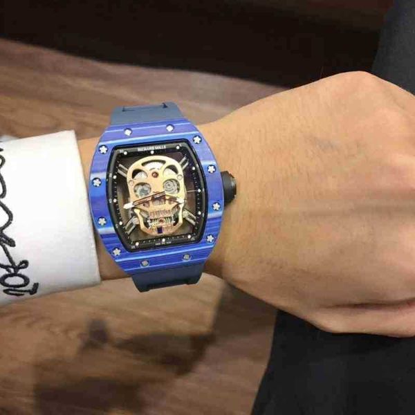 

luxury mens mechanics watch richa rm wristwatch barrel rm35-02 series skull mechanical mill r watch carbon fiber shell tape men's