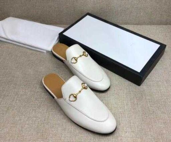 

men slippers soft cowhide lazy buckle beach slippers mules princetown classic slippers size 39-45, Black