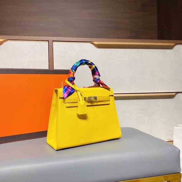 

bags herme new designer handbags summer stereo solid yellow lock horizontal square soft handle single small shoulder crossbody bag