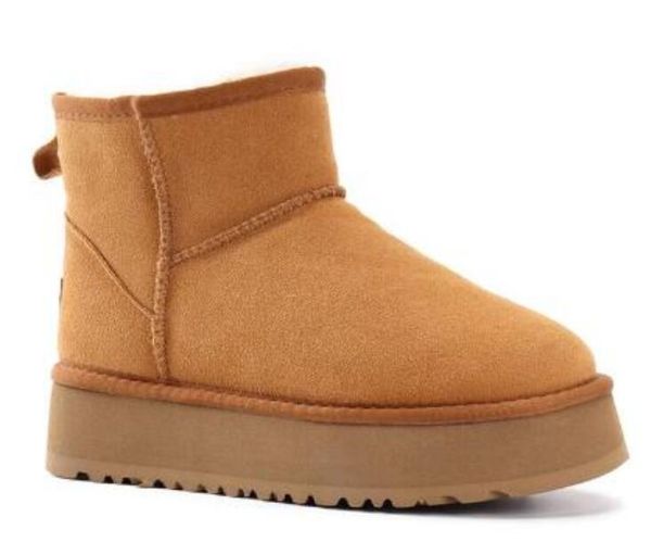

women's ankle snow boots fashion winter thick bottom winter platforms warm booties chestnut, Black
