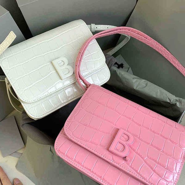 

designer shoulder balencaigass bags b-button 2022 crocodile tofu bags leather women's net red same small square hand organ