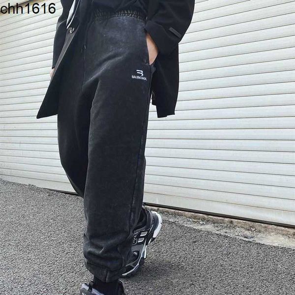 

balencaigaess ins fashion brand paris double hook high street leggings fashion men's pants, White;black