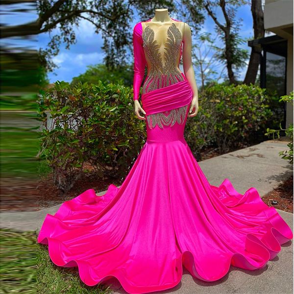 

luxury pink mermaid prom dresses for black girl beads open back formal evening gowns for women vestido de flesta