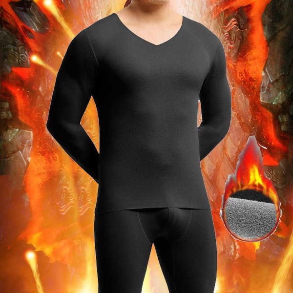 

men's sleepwear men thermal underwear suit men seamless long johns male warm plus velvet lounge pajamas man tights undershirt leggings, Black;brown