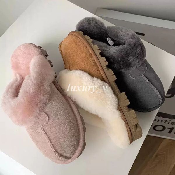 

designer cotton slippers snow boots womens shoes warm casual indoor pajamas party wear non-slip cottons slides drag large men fur furry fluf, Black