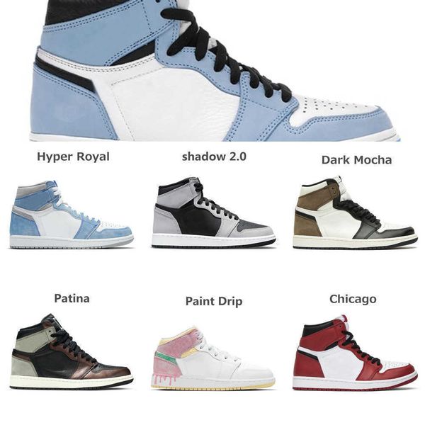 

qti5 mens basketball shoes 1s womens hyper royal shadow 2.0 university blue bred twist green dark mocha men trainer sport sneakers04aj, Black