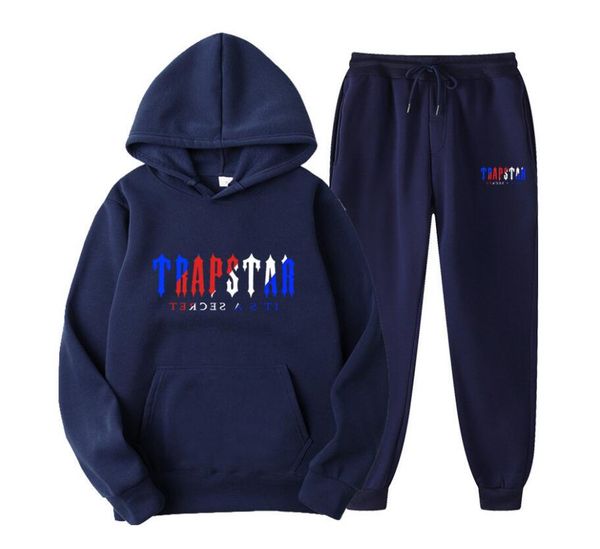 

tracksuit trapstar brand printed sportswear men's women multicolor colors winter warm two pieces set loose hoodie lovers sweatshirt pan, Gray