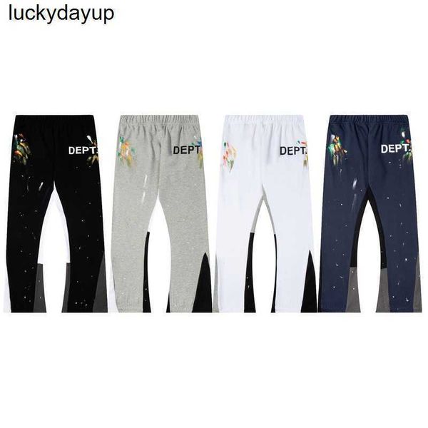 

new men's pants designer galery dept color splash dot graffiti hand-painted loose stitched fashion pants, Black