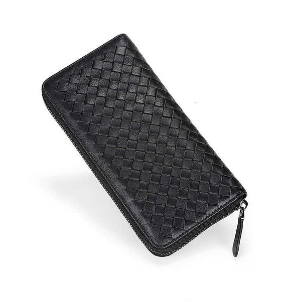 

bags 100% genuine leather womens sheepskin zip menhand knit style long wallet