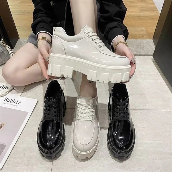 

sepatu desainer elegan untuk wanita loafer kulit pu hitam busur platform flat musim semi gugur 220614, Black