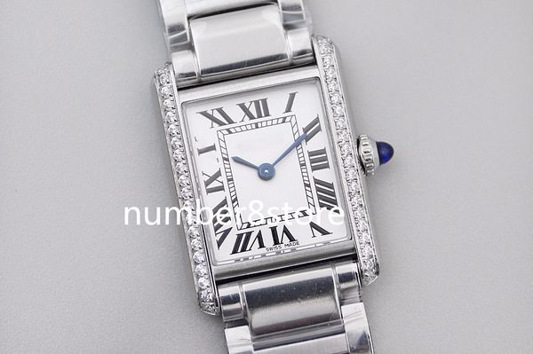 

k11 tanksolo small diamond lady watch 24mm rectangle swiss ronda quartz stainless steel white dial sapphire crystal luxury womens watches wa, Slivery;brown