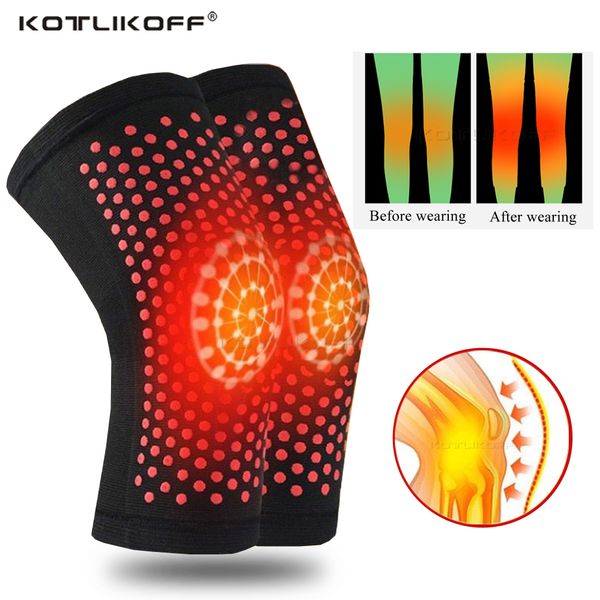 

tourmaline self heating knee pads help warm support magnetic therapy kneepad pain relief arthritis knee patella massage sleeves, Black