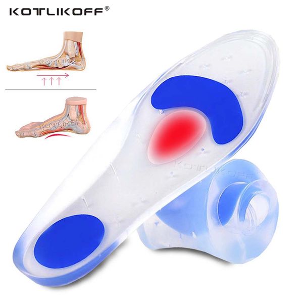 

medical silicone gel insoles treatment heel pain relief arch support ortc insole plantar fasciitis heel spur insert, Black