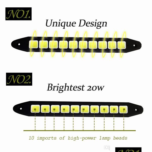 

daytime runnung lights 2pcs led daytime running light square bendable car styling waterproof cob day time lights flexible drl bbs dr dhs03