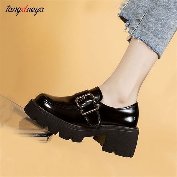 

women platform shoes hidden height heels womens casual loafers women metal decoration heels dress shoes chunky lolita mary jane 220623, Black
