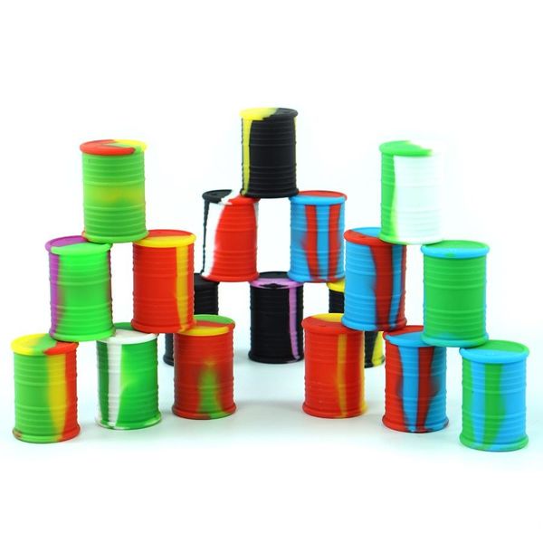 

nonstick container silicone jars oil jar dab wax containers herb storage tobacco bottle smoke for dryherb drum shape cigarette10pcs/lot