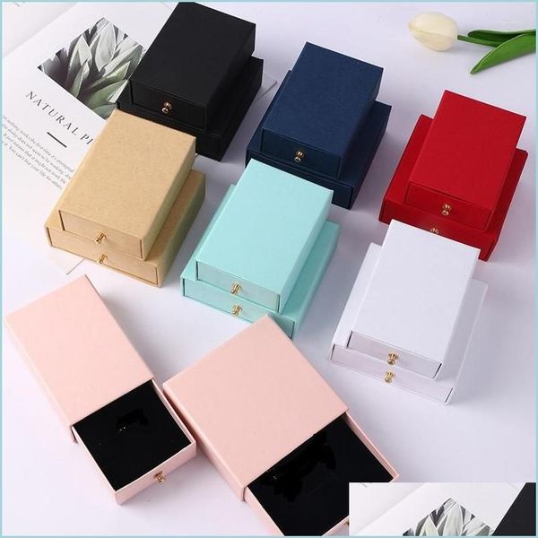 

jewelry pouches bags jewelry pouches 2022 arrive 7 colors paper der box with rivet black foam insert packaging boxes for necklace br dhtti, Pink;blue