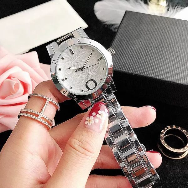 

fashion brand watches women ladies girl big letters style metal steel band quartz wrist watch designer gift highly quality suitable charming, Slivery;brown