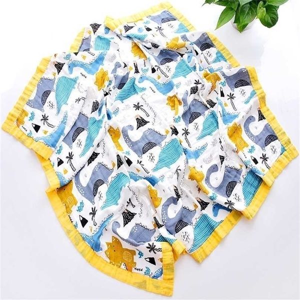 

four layers 70% bamboo 30% cotton muslin blanket swaddle wrap for born blankets swaddling bedding bath towel 211023