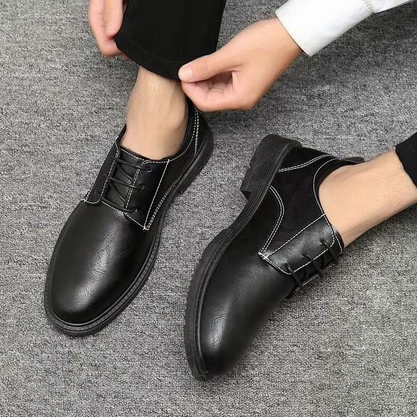 

9988men's shoe increased business leather shoes korean version trend of non-slip leisure small black shoes work