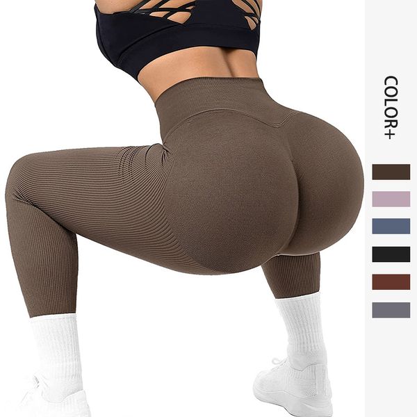 

2022 womens yoga workout clothes autumn and winter style high stretch sweatpants seamless high waist stripe trousers