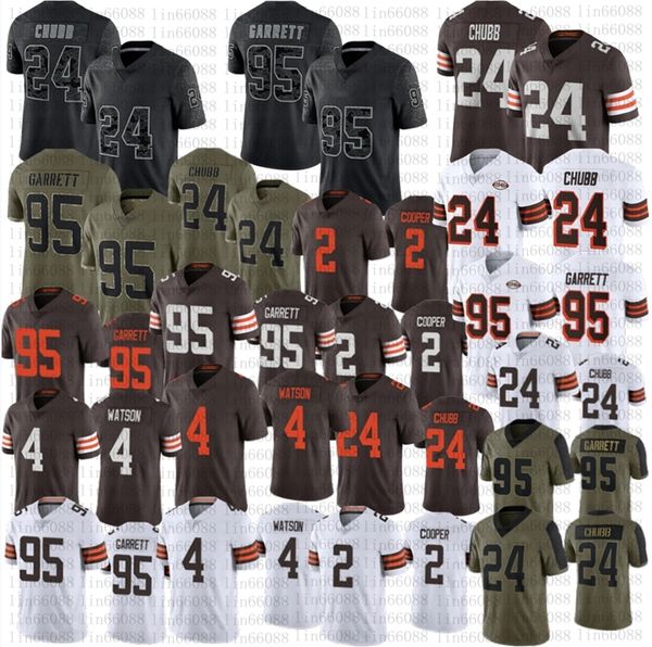 

nick chubb deshaun watson football jersey brown denzel ward amari cooper myles garrett stitched, Black;red