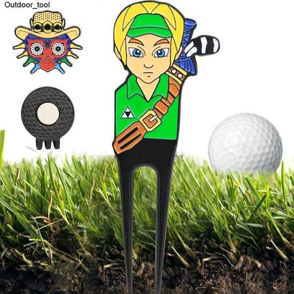 

new 1pc golf green fork set cartoon boy pattern tools portable outdoor training aids tool alloy accessories