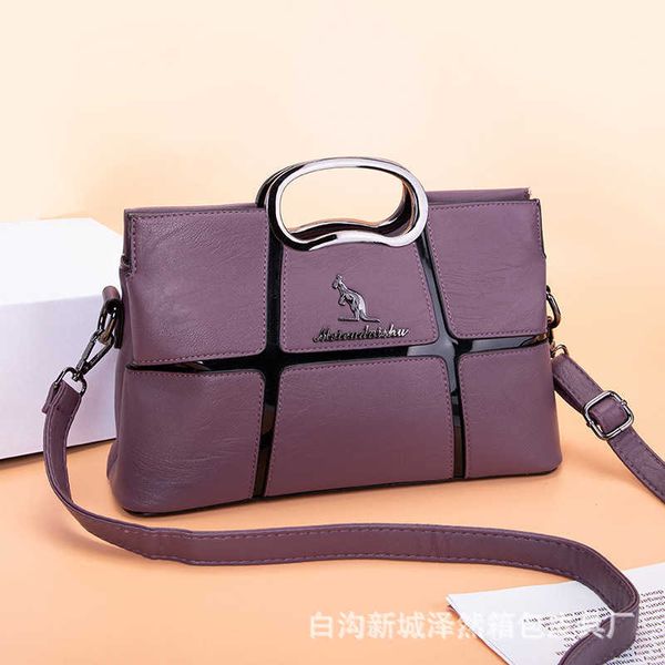 

middle aged handbag fashion foreign style large capacity single shoulder versatile splicing pu crossbody bag trend, Silver