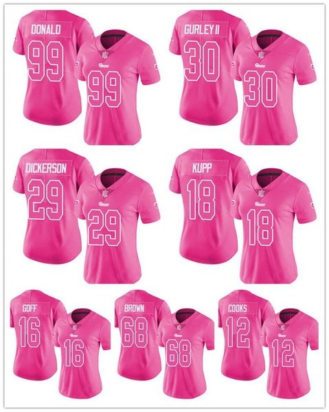 

ell ell jersey los angelesramswomen aaron donald pink rush footballnfl, Black;red