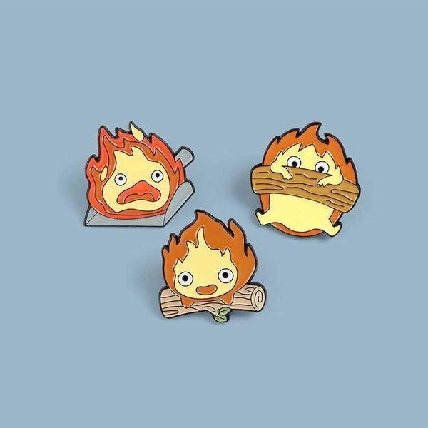 

creative brooch cartoon small flame shape metal badge accessories simple ins animation clothing bag personality pin, Gray