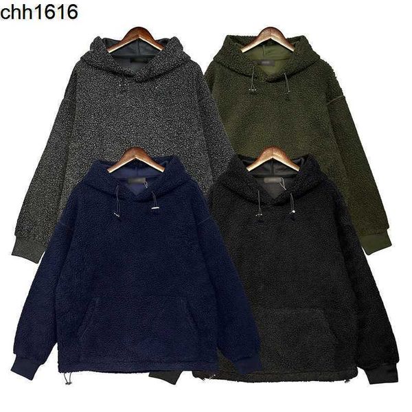 

amirsamerican winter 22s new lamb fried street loose and lazy chic plush hooded jacket for men and women, Black