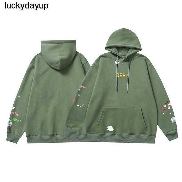 

men's hoodies designer sweatshirts trendy galery dept hand-painted speckled print hoodie male female lovers hoodie, Black