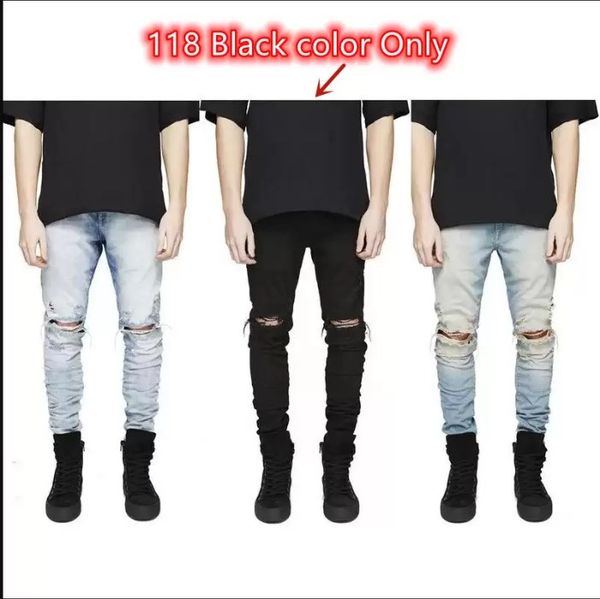 

men's skinny jeans men destroyed straight slim fit biker pants ripped denim washed hiphop ins trousers usa local warehouse, Blue