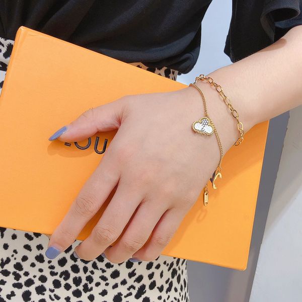 

classic four-leaf clover link chains simple accessories adjustable bracelet gold-plated with color birthday valentine's day gift fashio, Black