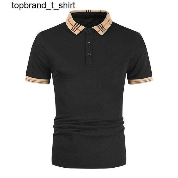 

men's t-shirts designer burbrerys summer shirt brand clothing cotton short sleeve business casual striped breathable polo, White;black
