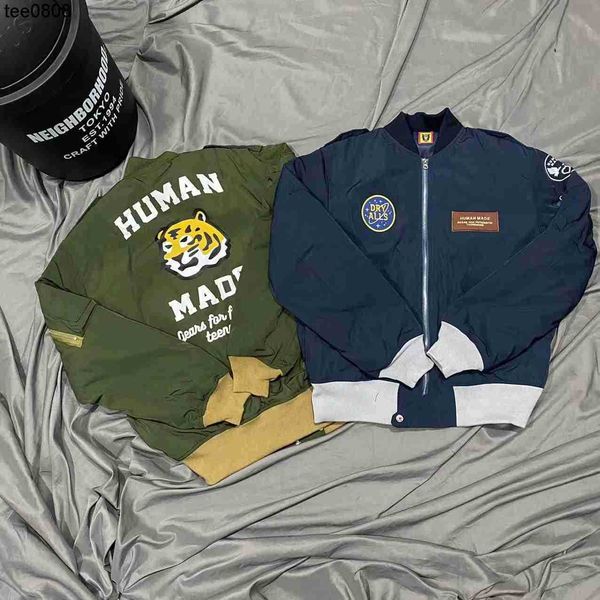 

human made japanese military badge air force jacket flying jacket baseball suit tiger cotton padded jacket, Black;brown