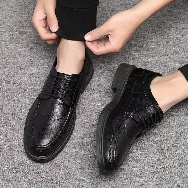 

men's shoe increased business leather shoes korean version trend of non-slip leisure small black shoes work685899852