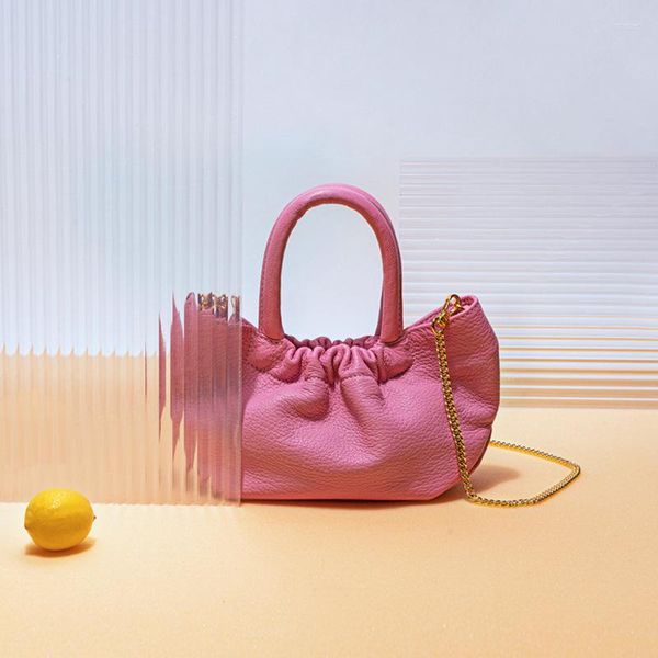 

evening bags women fashion candy colors light luxury genuine sheepskin soft pleated bag cloud shoulder crossbody daily