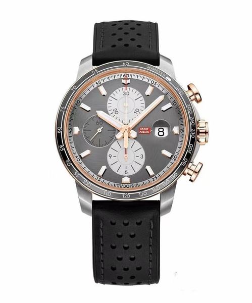 

men's mechanical watch silver fine steel case 44mm7750 super advanced movement automatic winding multi-function timing black literal sp, Slivery;brown