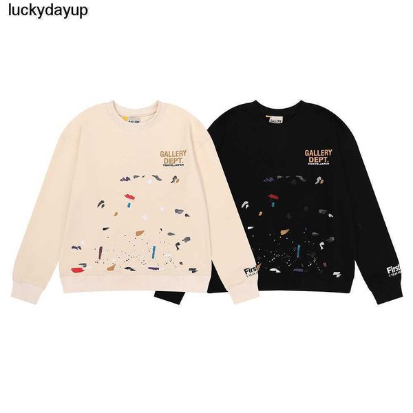 

men's hoodies designer sweatshirts winter fashion galery dept splashing hand-painted printed round neck sweater hoodie, Black