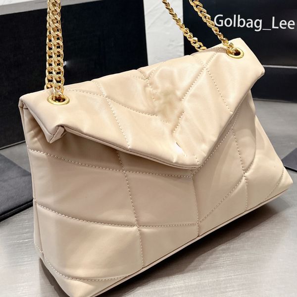 

quilted twill chain package bag shoulder crossbody bag 29cm lou sheepskin wool brown sherpa corduroy messenger designer bags loulou puffer y