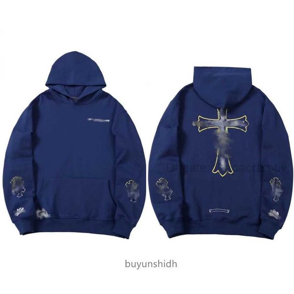 

men's hoodies sweatshirts mens loose chromes classic ch designer hoodie horseshoe sanskrit print luxury zipper jacket pullover hooded, Black