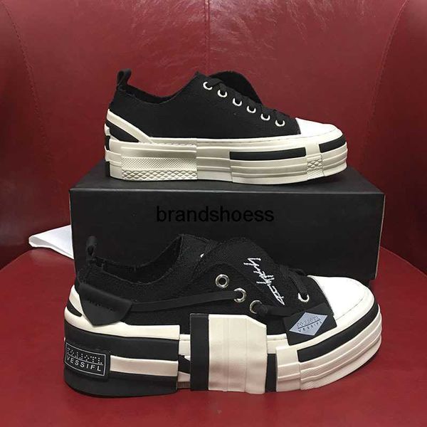 

yoji yamamoto co named wu jianhao the same xvessel shoes 2023 new sponge cake thick soled canvas shoes casual beggar shoes, Black
