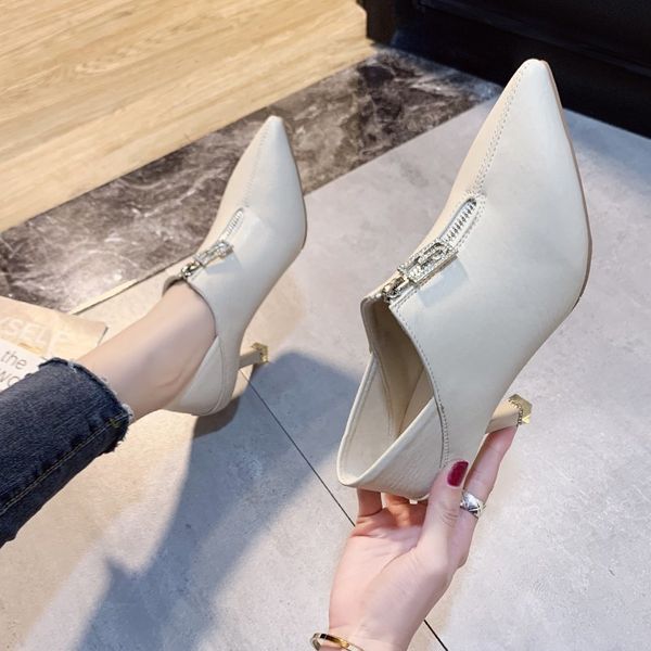 

2023 fashion dress shoes women luxury crystal high heels pointed toe sandals pumps summer thick party cozy ladies zapatos, Black