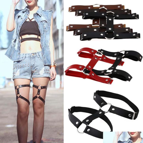 

chokers harajuku goth punk street nightclub hard girl loves leather round thigh ring foot double row garter belt drop delivery dhjdt, Golden;silver