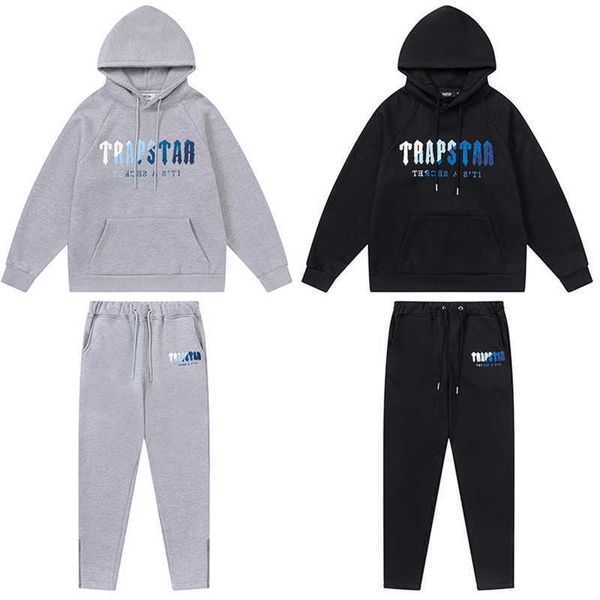 

men's trapstar tracksuits men woman fleece tracksuit sets winter hoodies pants 2 piece set running hoody designer sweatshirt sport jogg, Gray