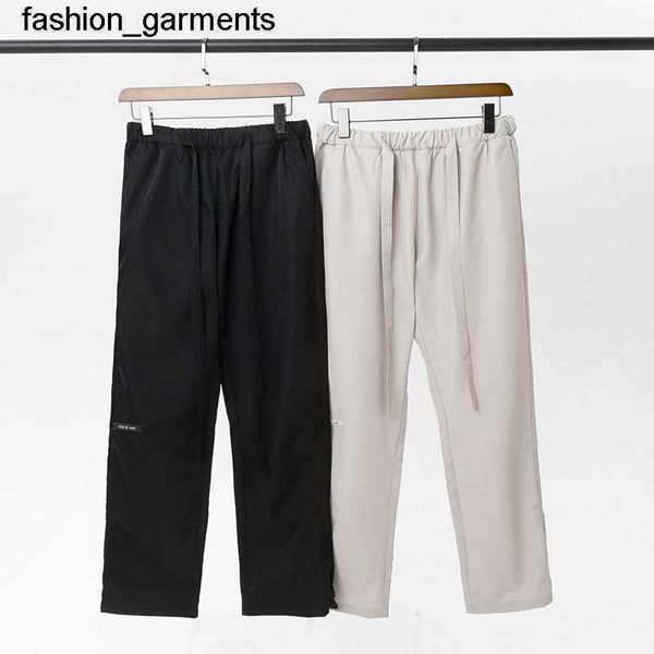 

designer new double line essential patchwork hem float pants, Black